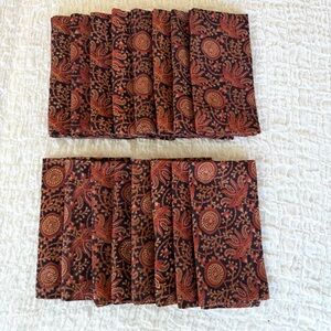 Crate & Barrel Boho Cotton Dinner Napkins Set of 18 Rajasthani 21x21